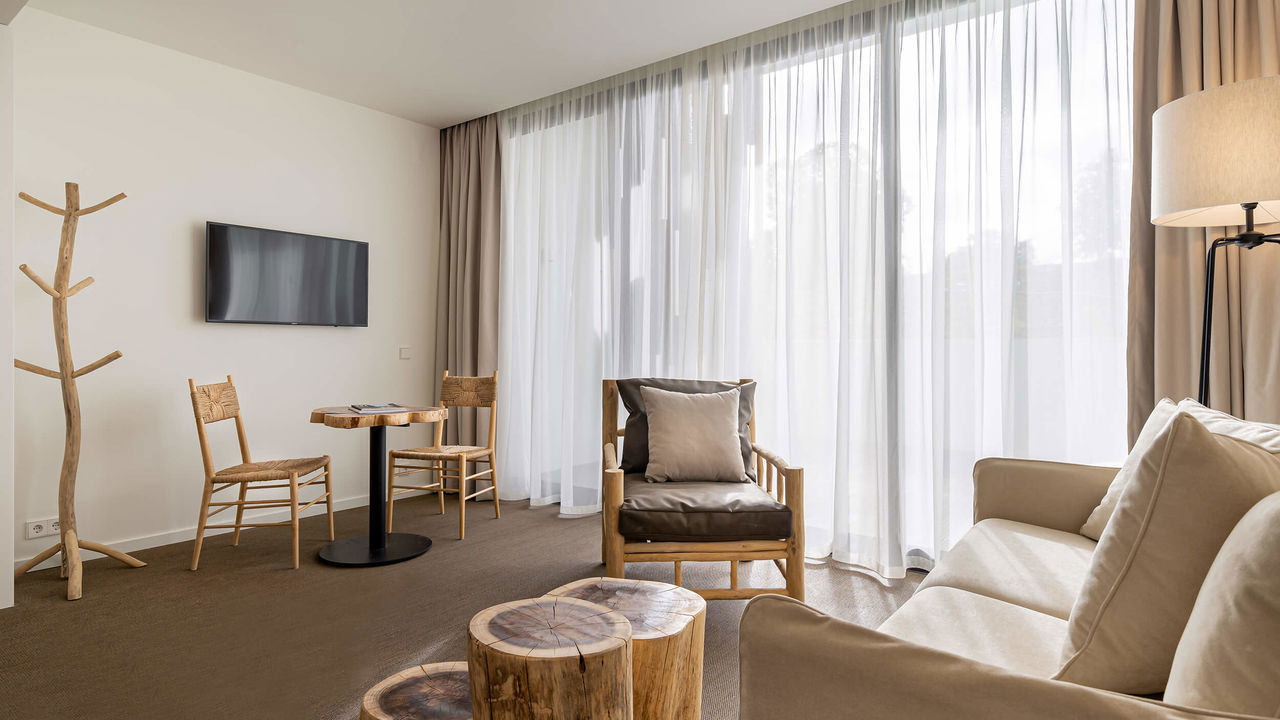All rooms are west facing with a large terrace and direct access to the pool. Area of the room: 33 m2 + terrace 15m2